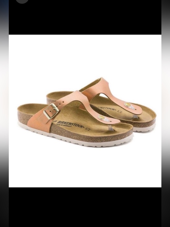 Birkenstock Shoes - BIRKENSTOCK Gizeh Washed Metallic Sea Copper Size 39 Summer Beach Travel Casual